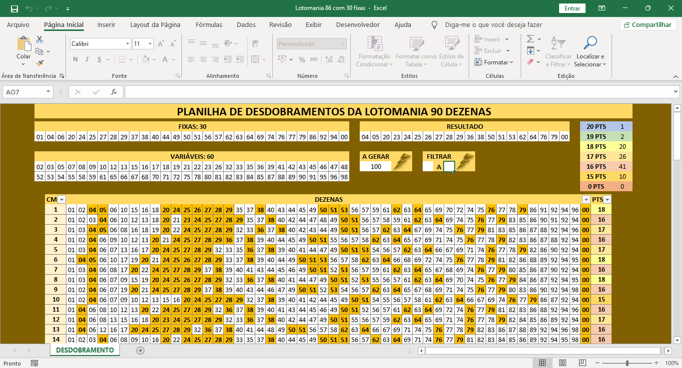 Planilha Lotomania