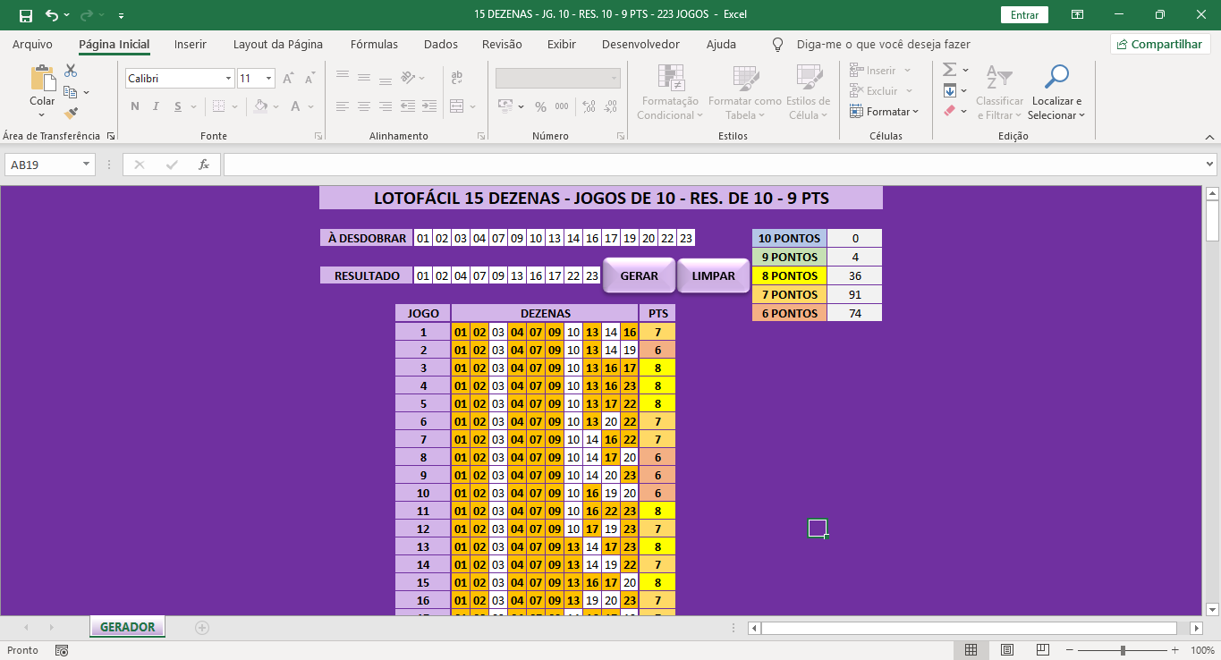 Planilha LotoFácil no Excel, Download Grátis
