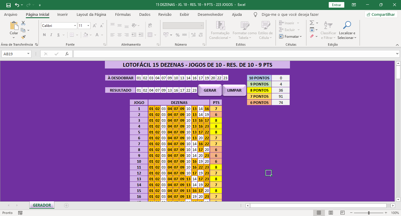 LOTOFÁCIL DESDOBRAMENTO DE 20 DEZENAS EM 10 JOGOS DE 15 DEZENAS 8 IMPARES E  7 PARES 