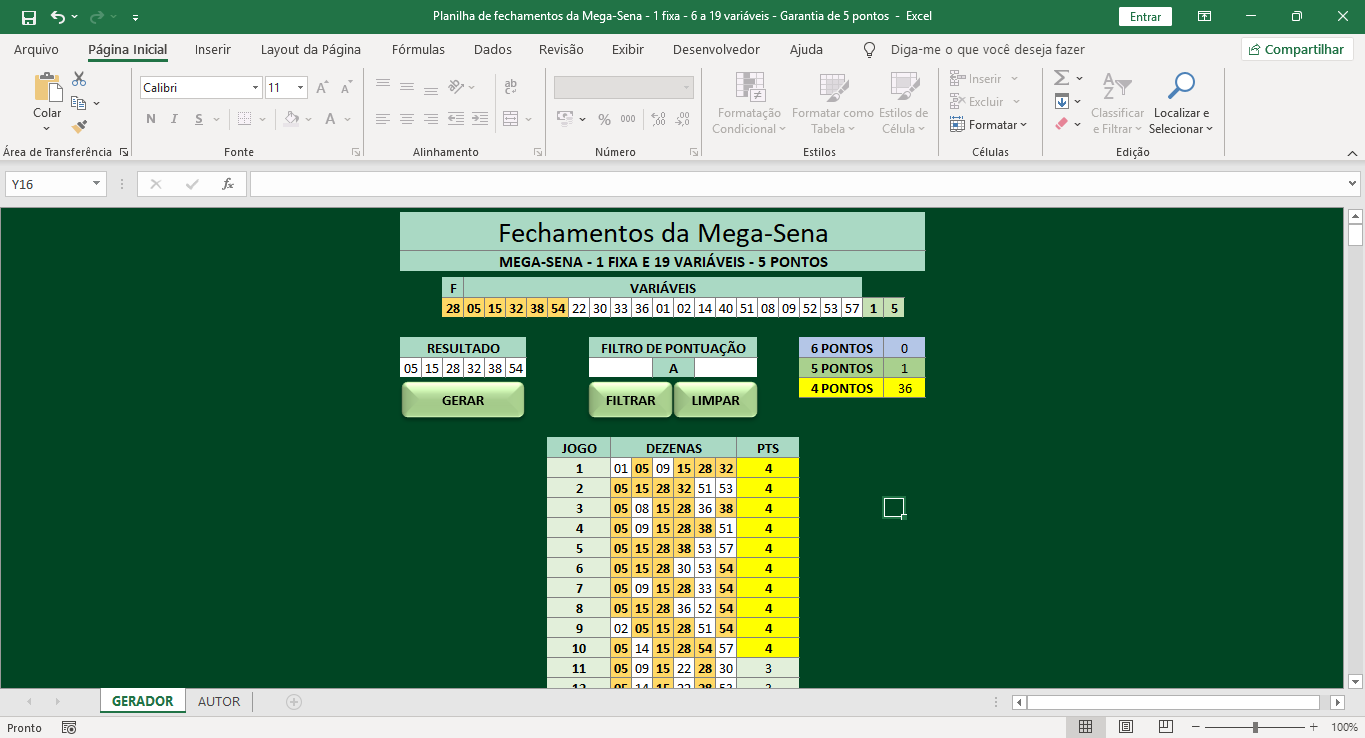 Planilha Megasena - Guia do Excel