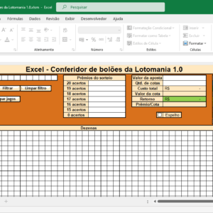 Excel - Conferidor de bolões da Lotomania 1.0