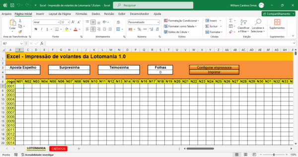 Planilha de impressão de volantes da Lotomania 1.0