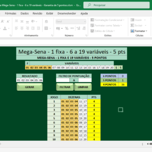 Mega-Sena - 1 fixa - 6 a 19 variáveis - 5 pontos
