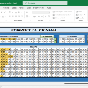 Planilha de fechamentos da Lotomania