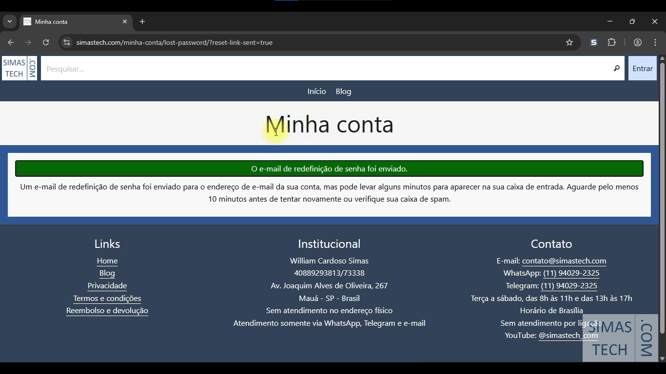 Clique no link do e-mail