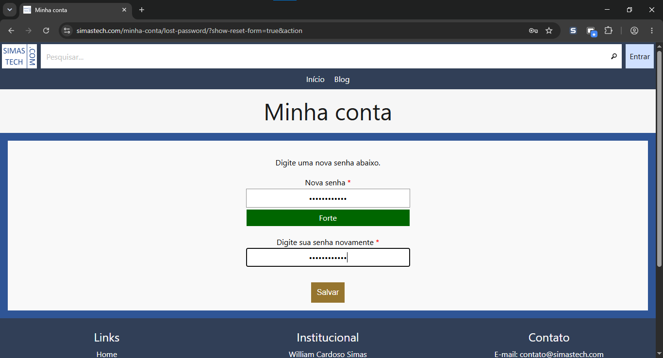 Informe a nova senha