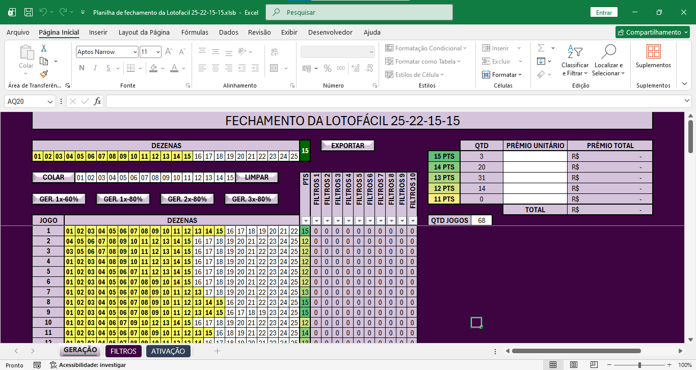 Alterações da planilha 25-22-15-15